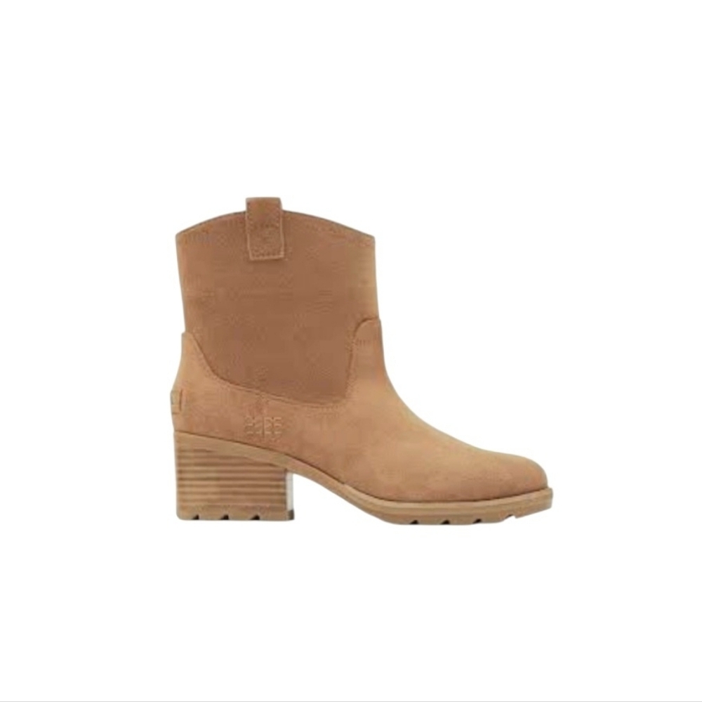 Sorel Waterproof Cate Pull On Tan Suede Leather Ankle Boot Shoe Western Women 7